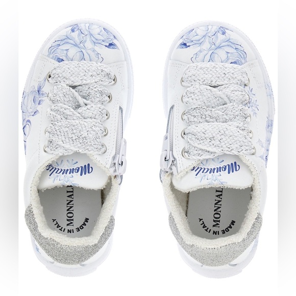 Monnalisa Rose Glitter Sneakers Girls 8T (EU 27) Made in Italy NWOT Designer - Picture 3 of 16